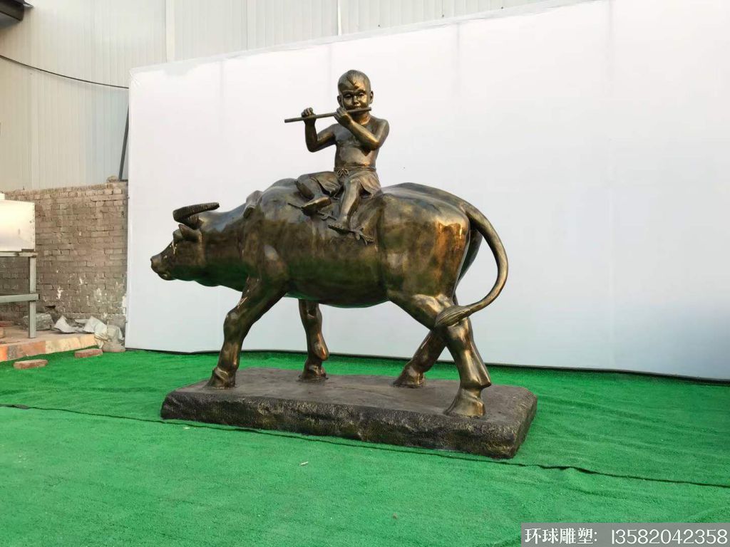 玻璃钢牧童人物雕塑